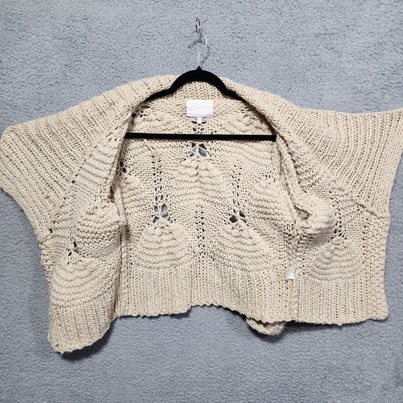 Miss Me Womens‎ Sweater Cardigan Beige Large Button Front Boho Style Short - Picture 6 of 7
